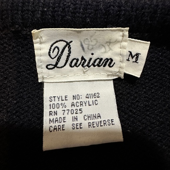 Darian Vintage 1990s Black Open Front Cardigan Sweater Silver Beading Medium - Picture 15 of 16